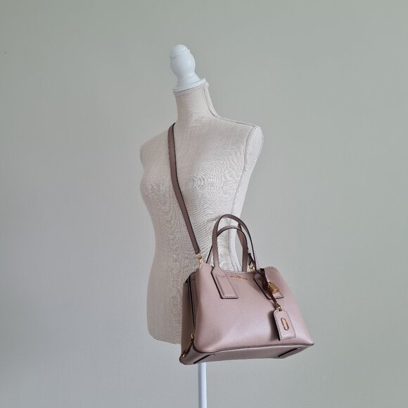 Marc Jacobs The Editor Leather Satchel Mauve Blush Taupe Bowler Crossbody - Picture 1 of 15